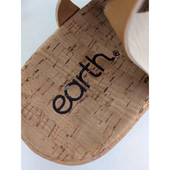 Earth Shari Platform Strappy Tan Leather Sandals Cork Base Open Toe 10M - Picture 11 of 11